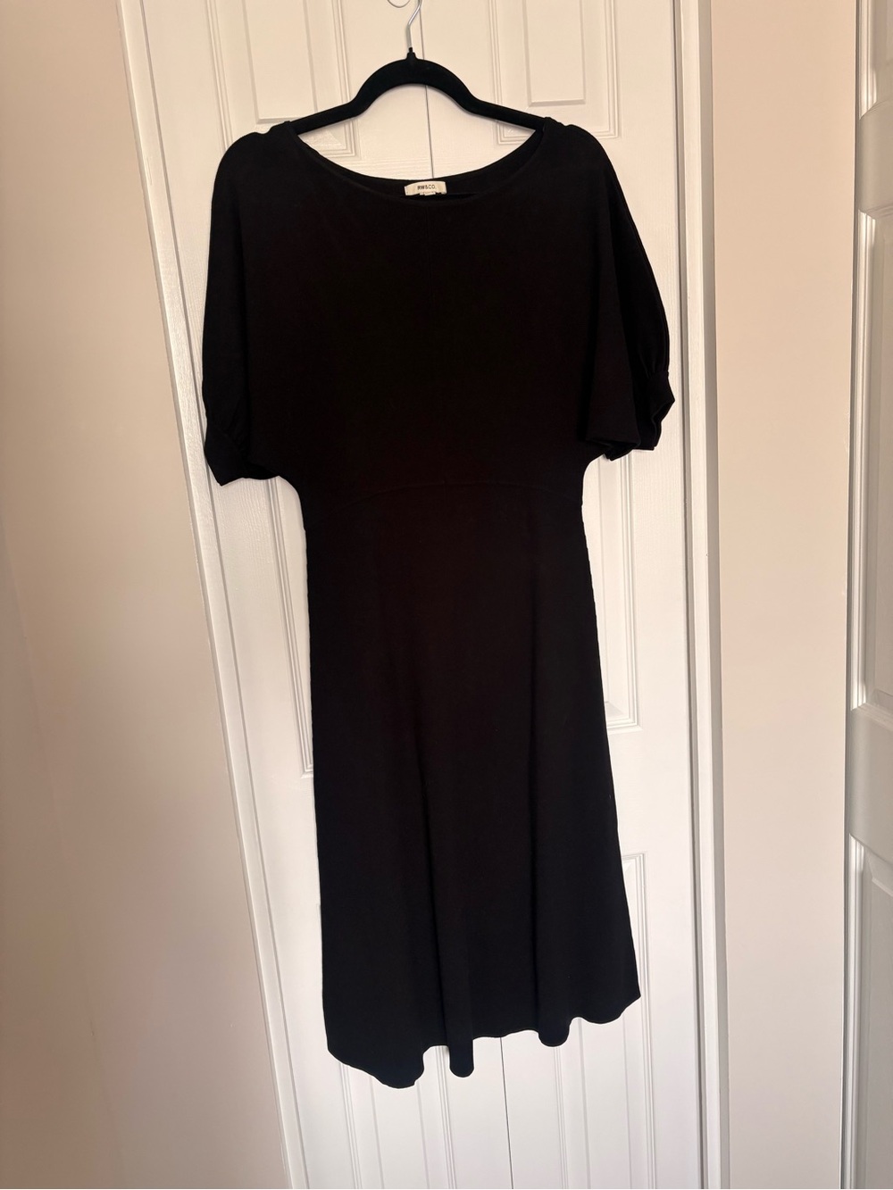 RW&CO. Black Knit Midi Dress with Short Dolman Sleeves